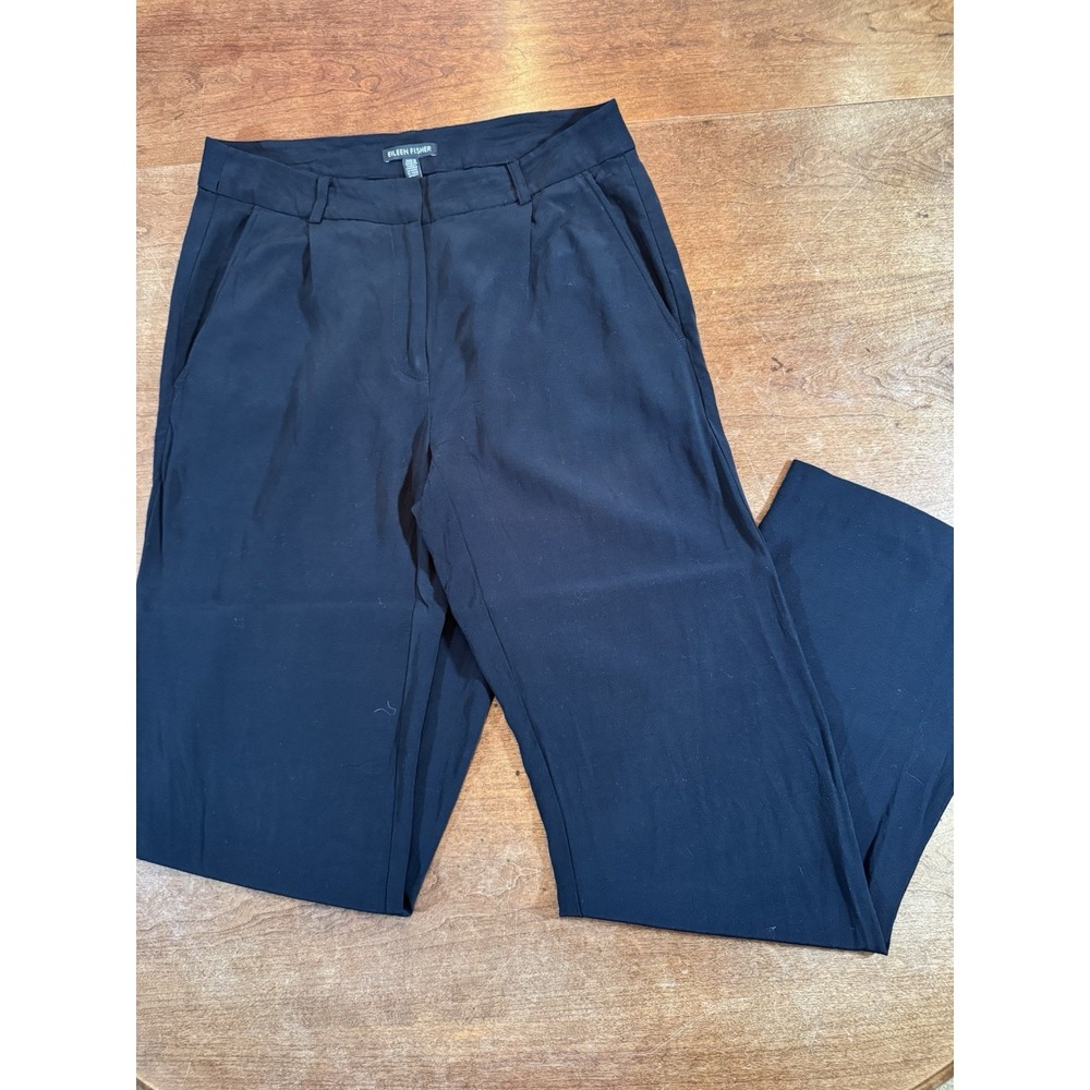 Eileen Fisher Women's Black Dress Pants Size 0 Pleated Trouser Slacks 30 in Long